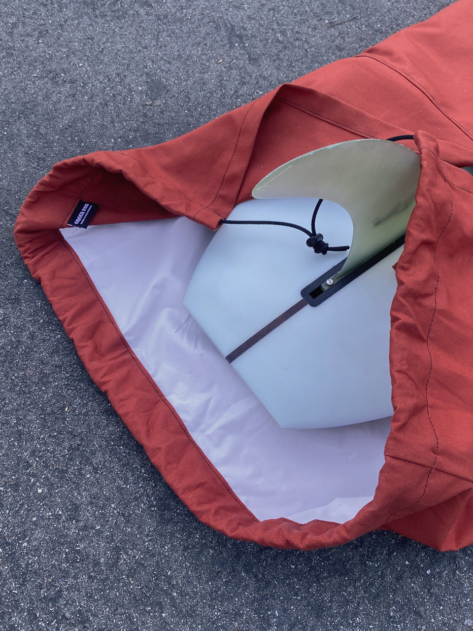 Green Fuz Bloom Water Canvas Longboard Bag - liner