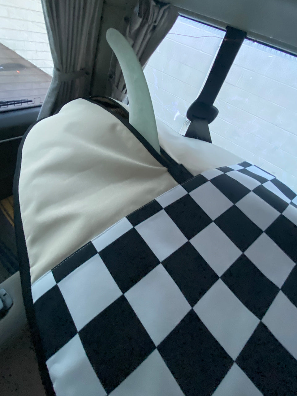 Green Fuz Checker Padded Surfboard Bag Longboard Fin Slot