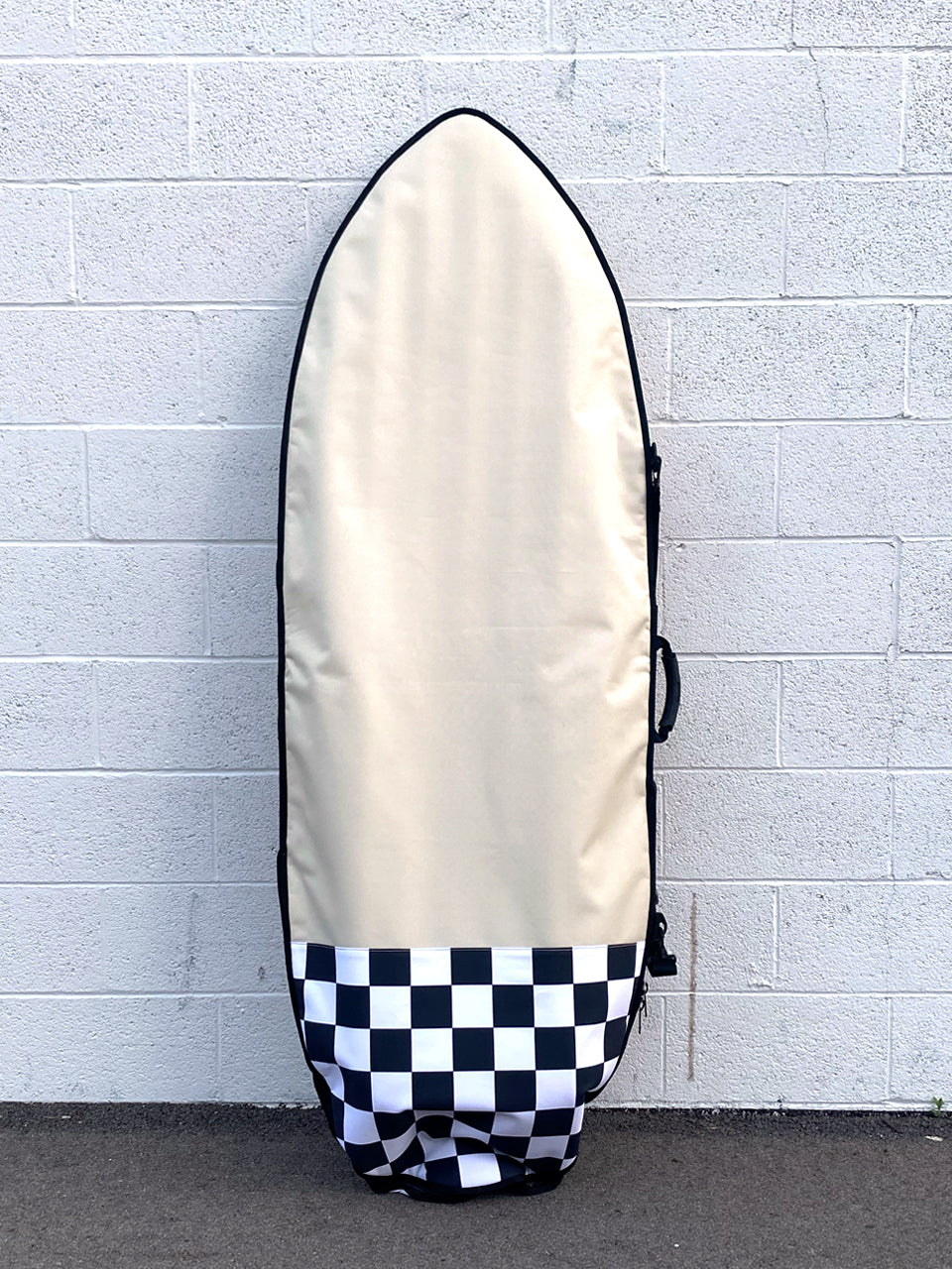 Green Fuz Checker Padded Surfboard Bag FIsh Back