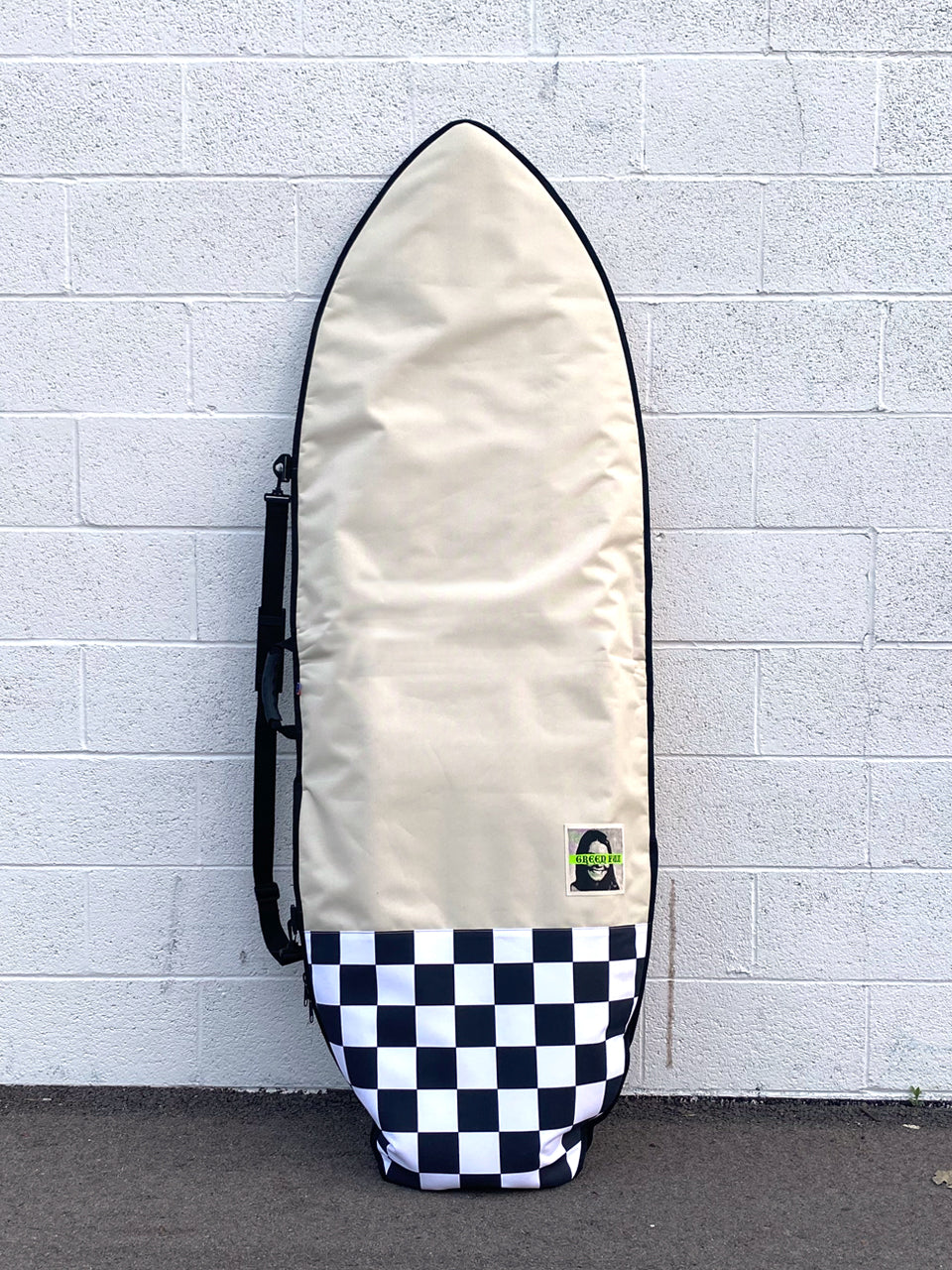 Green Fuz Checker Padded Surfboard Bag FIsh